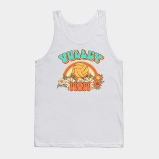 Groovy Volley mom Retro gift for funny mother Vintage floral pattern Tank Top